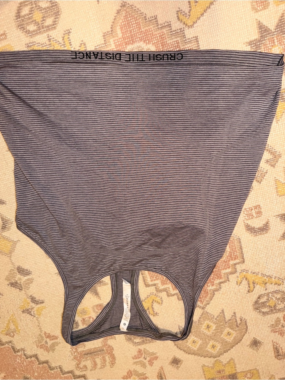 lululemon athletica Women's Grey and Navy Striped Tank Top